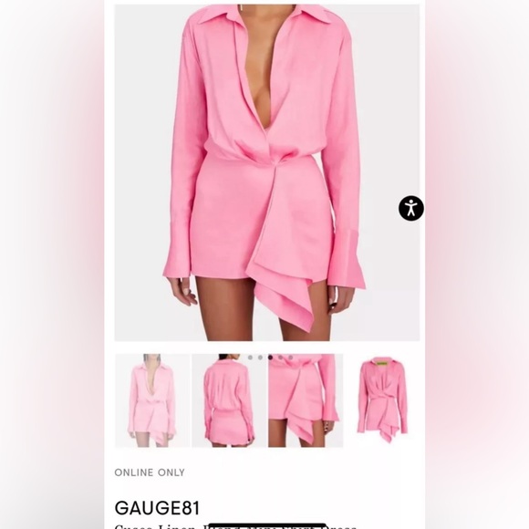 NWT Gauge81 Women's Fuchsia Cusco Linen Blend Mini Shirt Dress - Picture 1 of 4